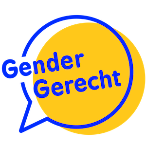 Das Logo von Gendergerecht: Eine Sprechblase, die den Schriftzug Gendergerecht enthält